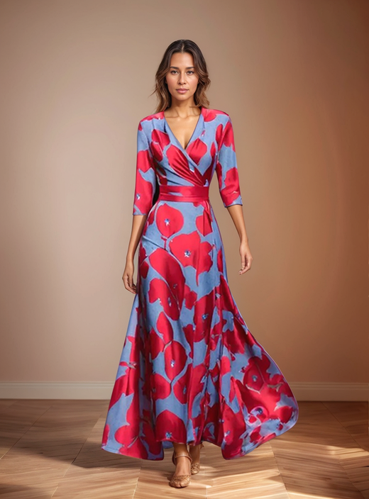 Maren Flowing Floral Maxi Dress with Short Sleeves