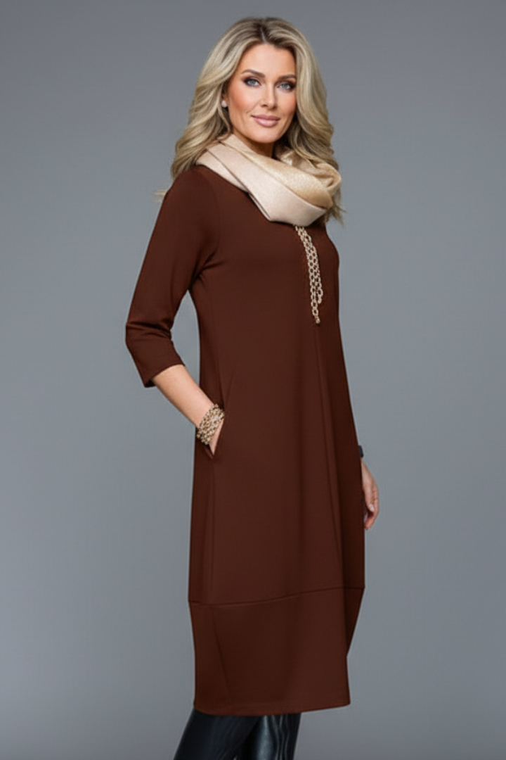 Nell Everyday A-Line Midi Dress with Pockets