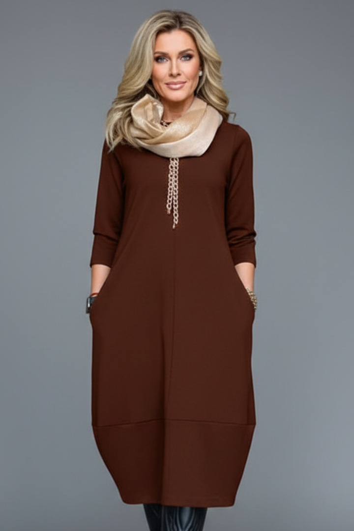 Nell Everyday A-Line Midi Dress with Pockets