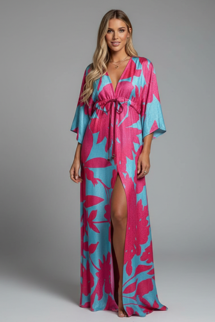 Juno Easy Printed Maxi Dress with Tie Waist