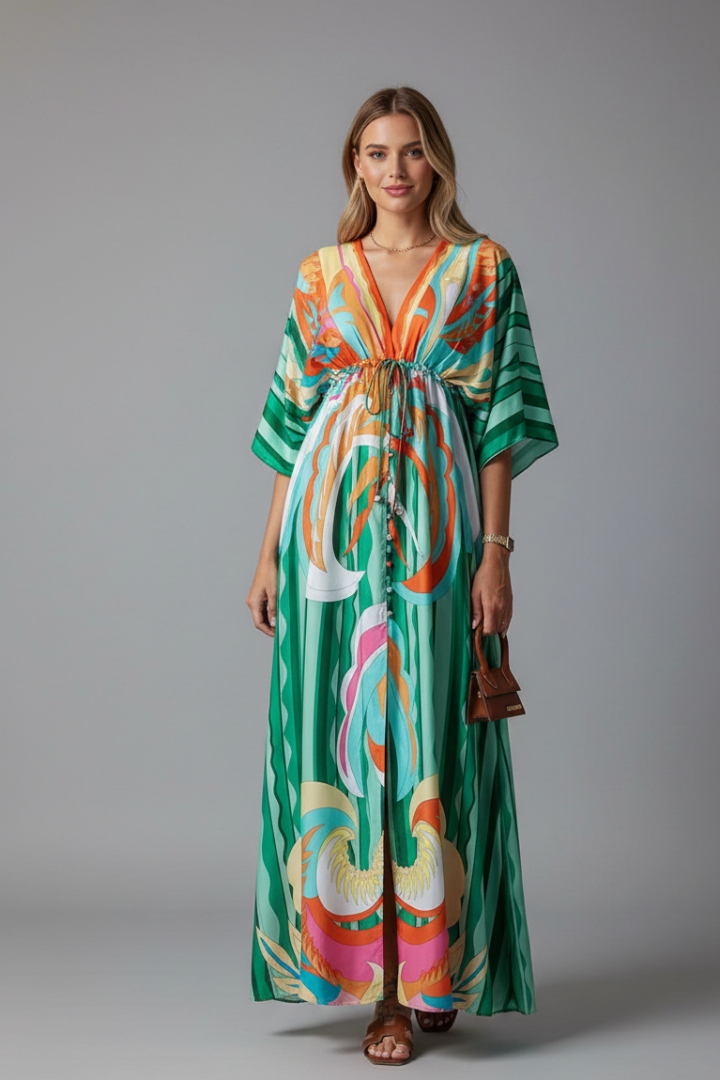 Juno Easy Printed Maxi Dress with Tie Waist
