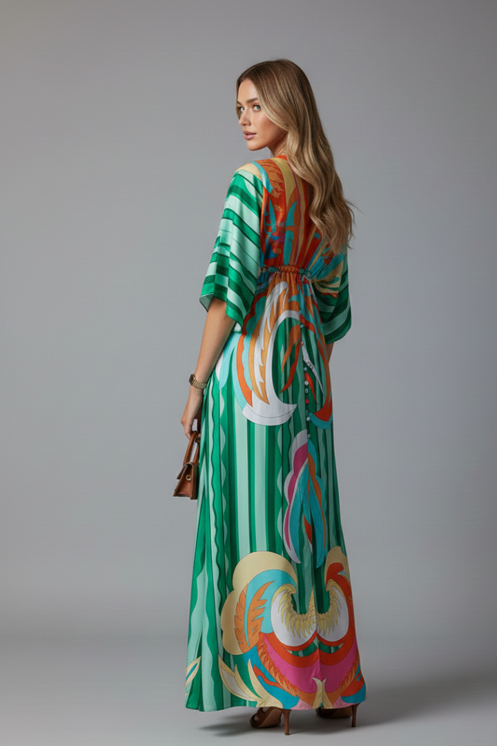 Juno Easy Printed Maxi Dress with Tie Waist