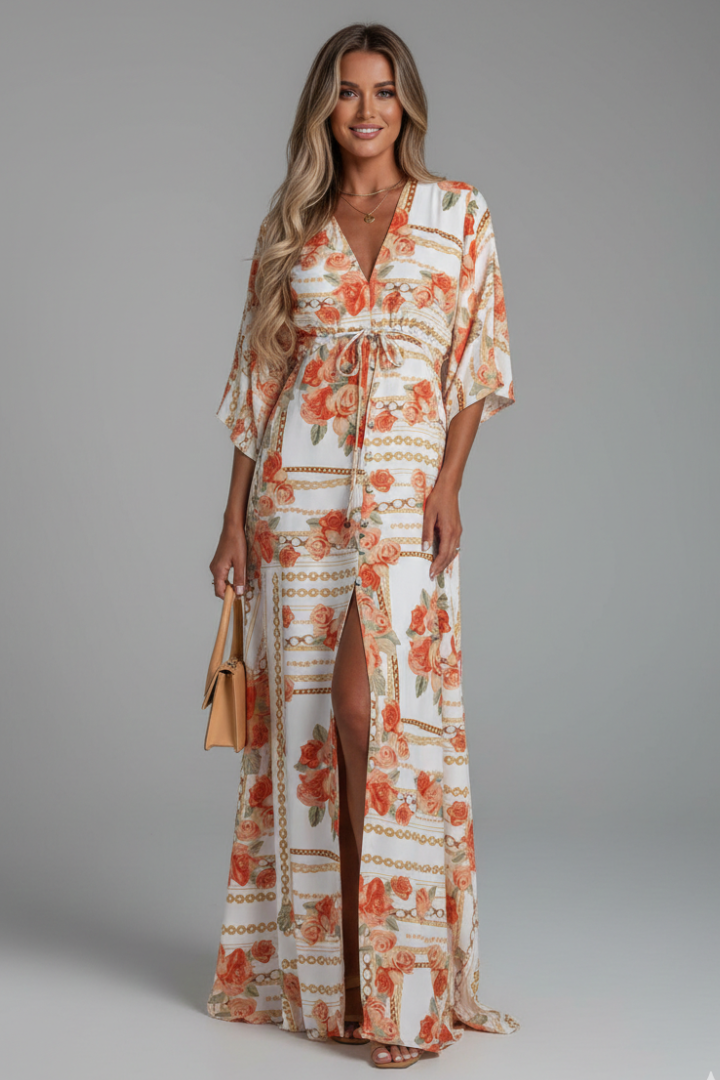 Juno Easy Printed Maxi Dress with Tie Waist