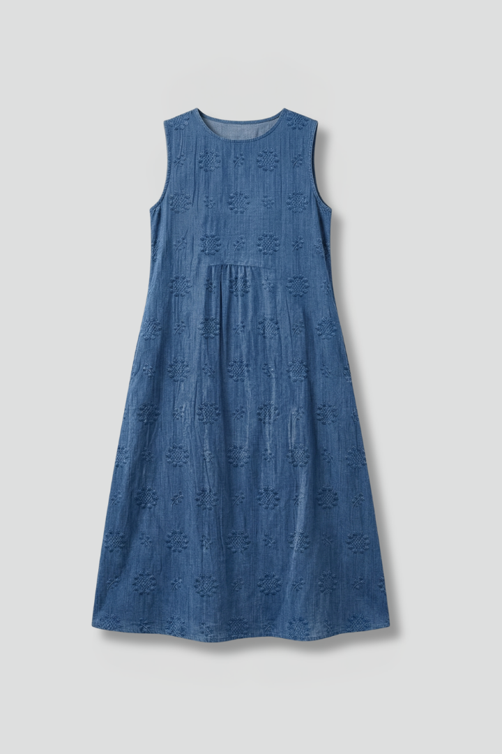 Sunny Relaxed Sleeveless Round Neck Midi Dress