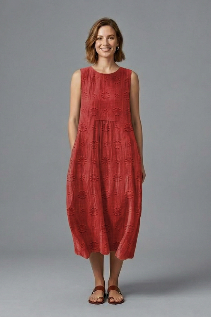 Sunny Relaxed Sleeveless Round Neck Midi Dress