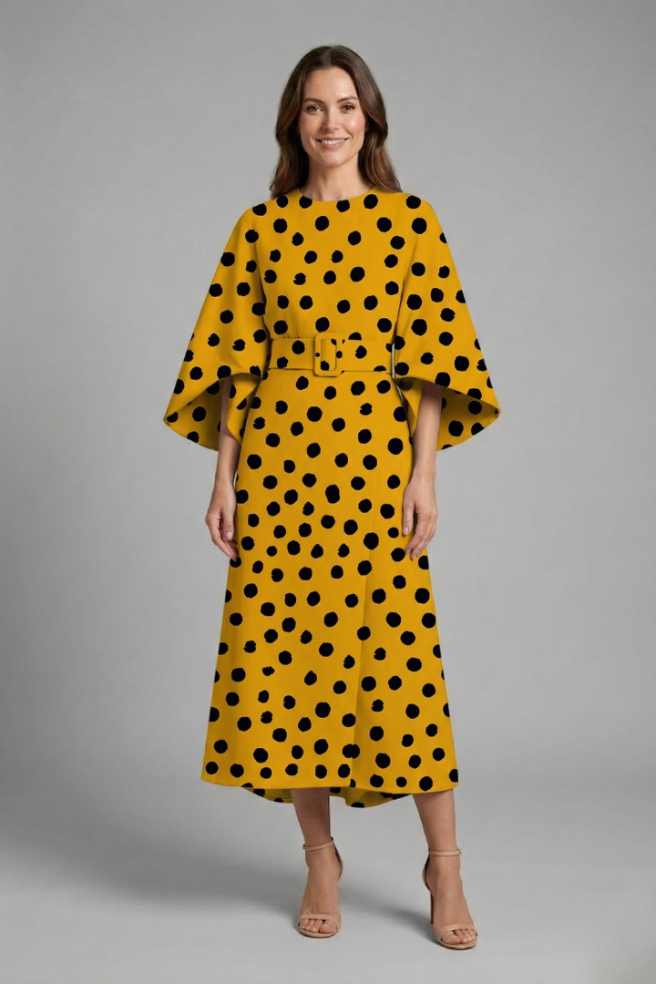 Wren Easy Printed Midi Dress with Wide Sleeves
