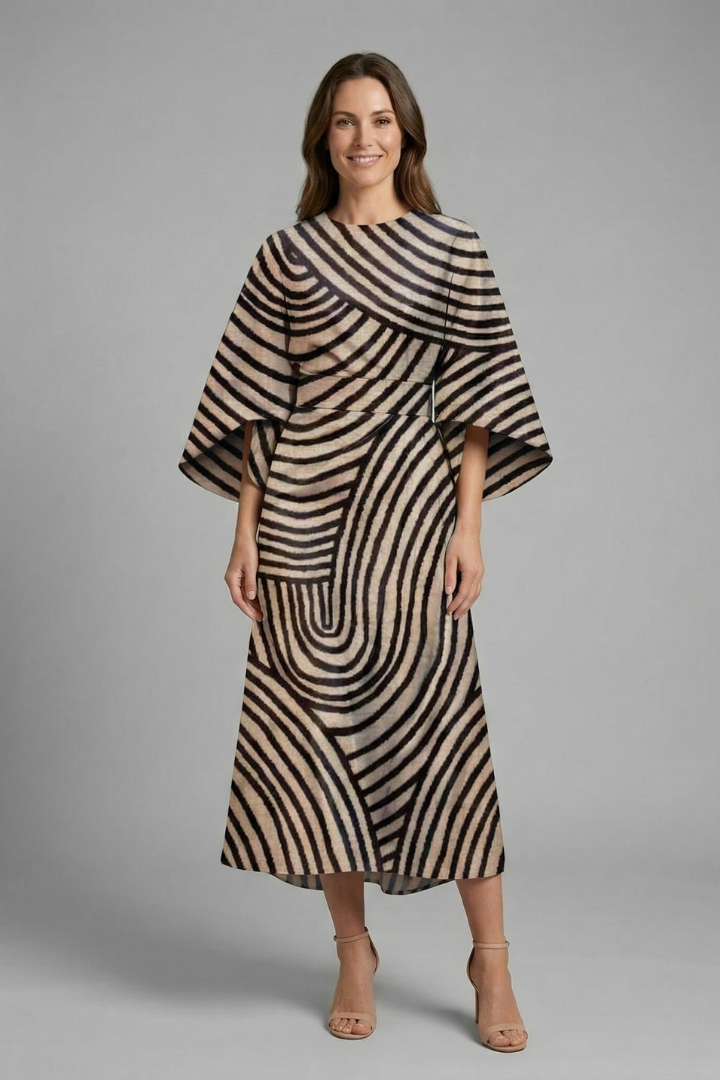 Wren Easy Printed Midi Dress with Wide Sleeves