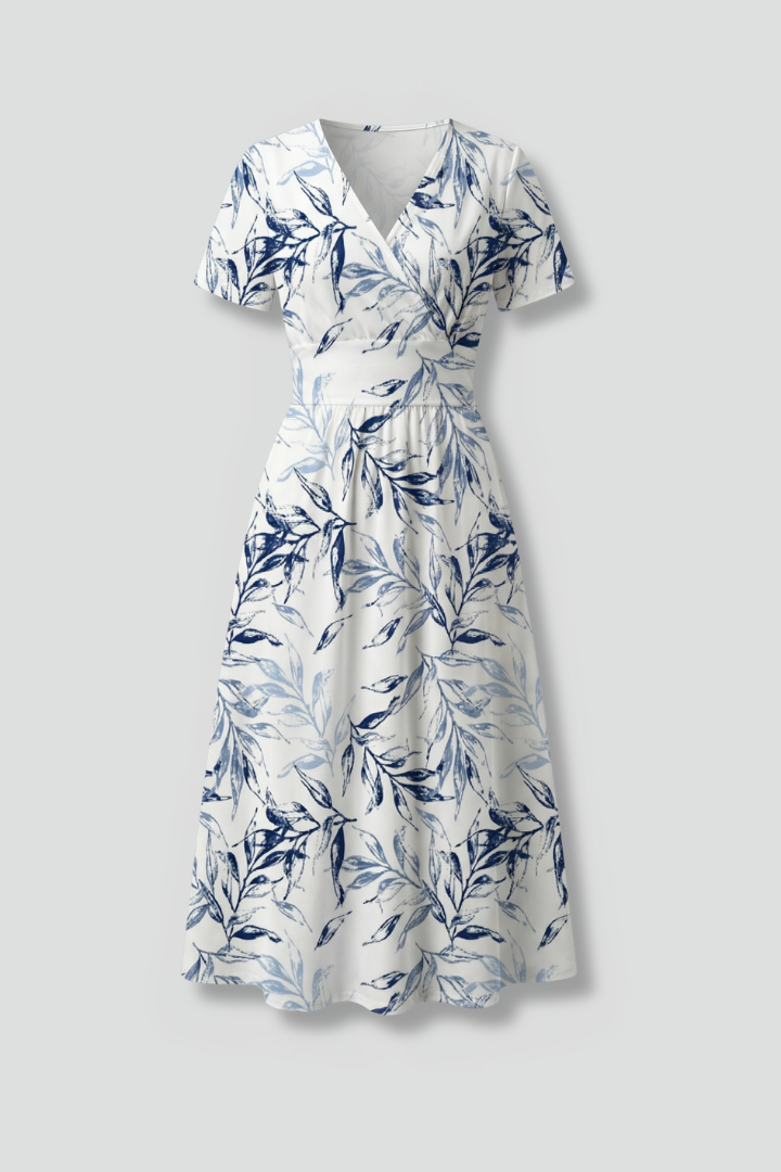 Posy Feminine Floral Print V-Neck Midi Dress