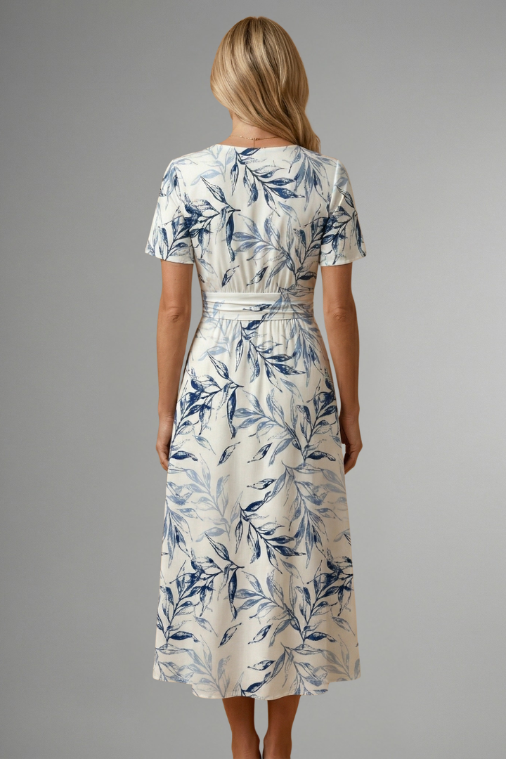 Posy Feminine Floral Print V-Neck Midi Dress