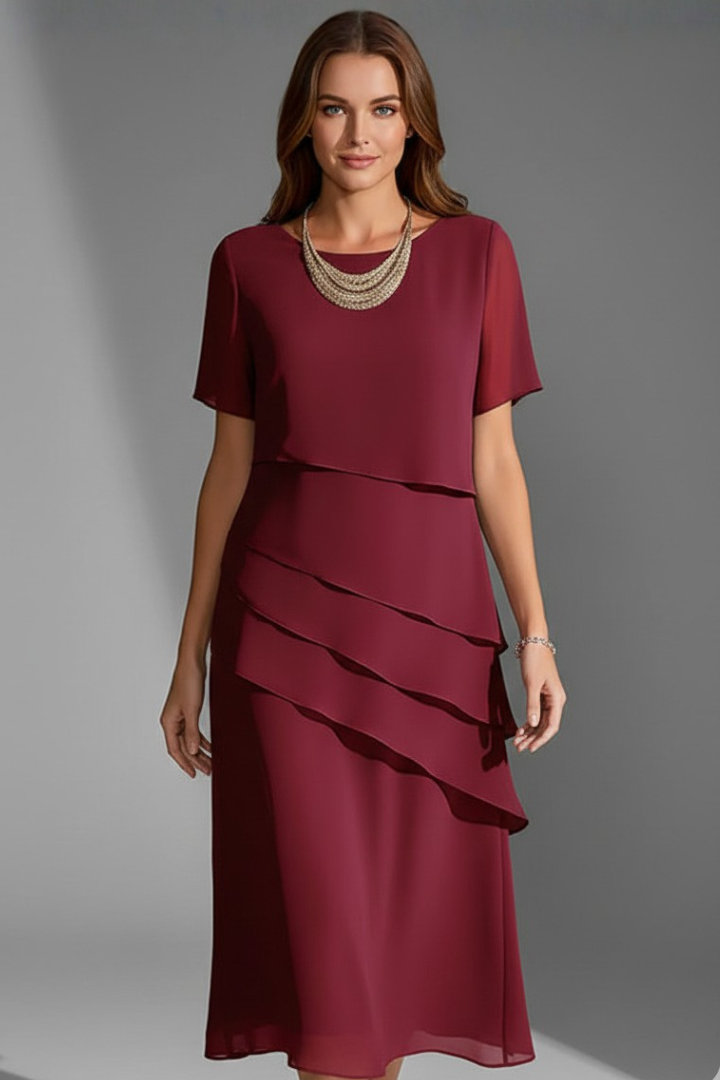 Pippa Easy Layered Short Sleeve Midi Dress