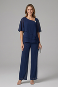 Margaux Layered Top and Straight Leg Trousers Set