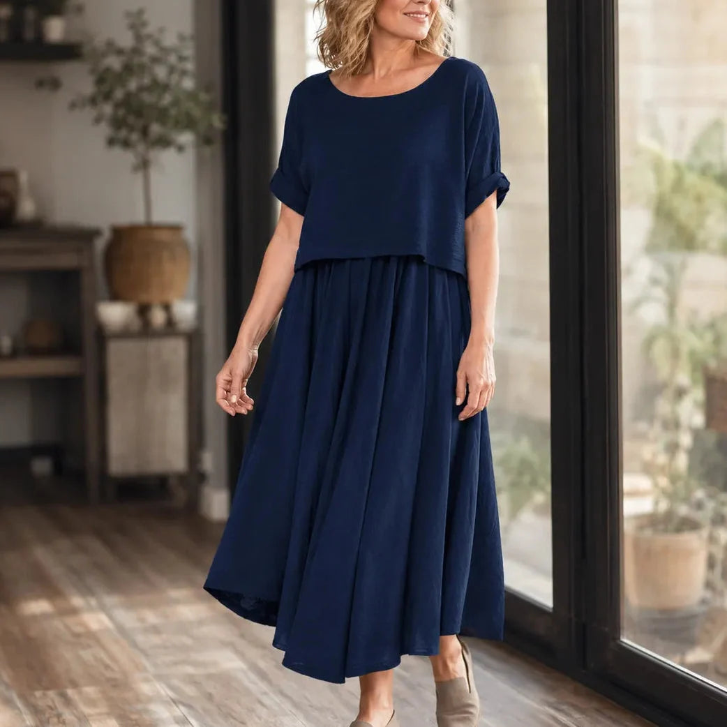 Noelle Effortless Linen-Look Top and Skirt Set