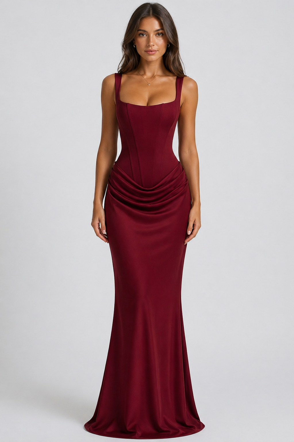 Isadora Sculpted Corset Maxi Dress with Square Neck