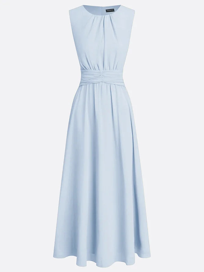 Delphine Light Chiffon Ruched A-Line Maxi Dress