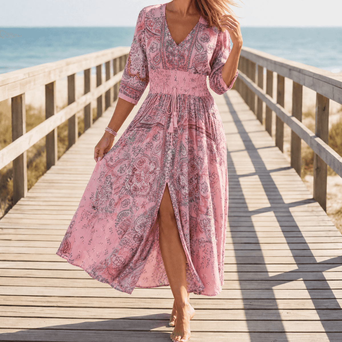 Daisy Feminine Floral Wrap Maxi Dress