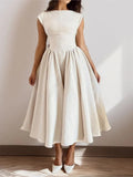 Audrey Classic Satin Full Skirt Midi Dress