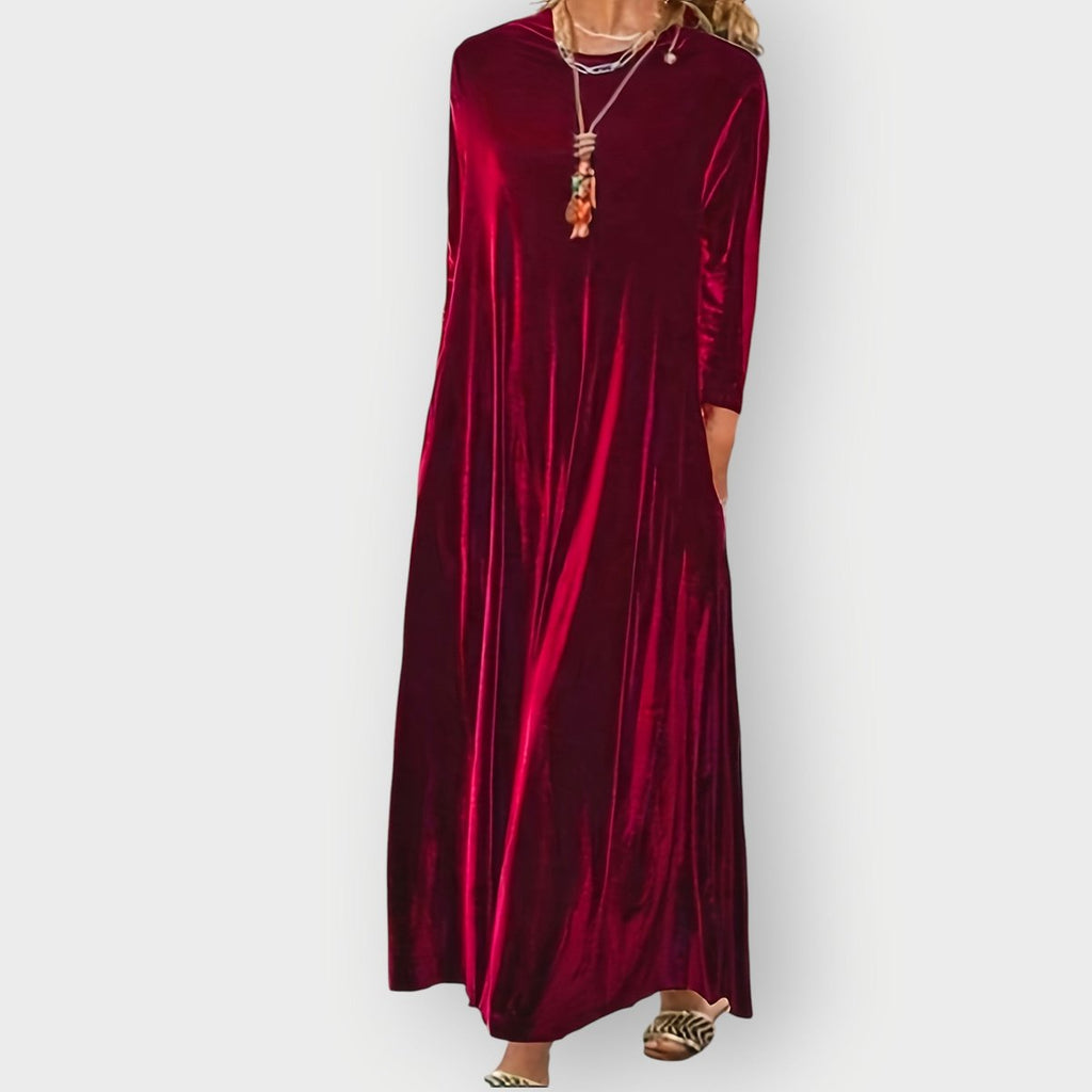Rosalie Elegant Round Neck Maxi Dress with 3/4 Sleeves