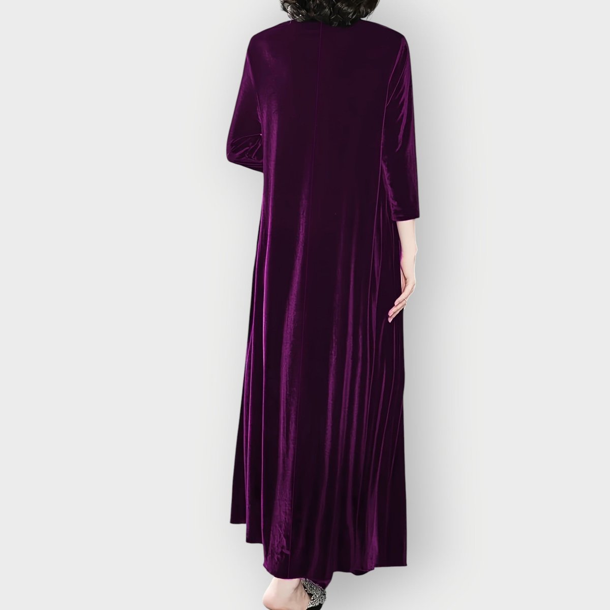 Rosalie Elegant Round Neck Maxi Dress with 3/4 Sleeves