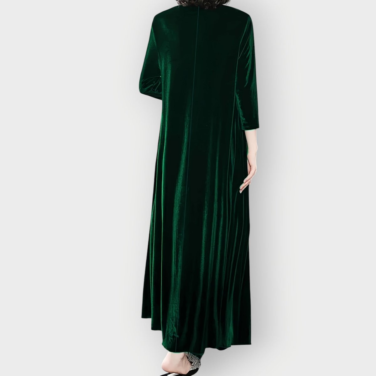 Rosalie Elegant Round Neck Maxi Dress with 3/4 Sleeves