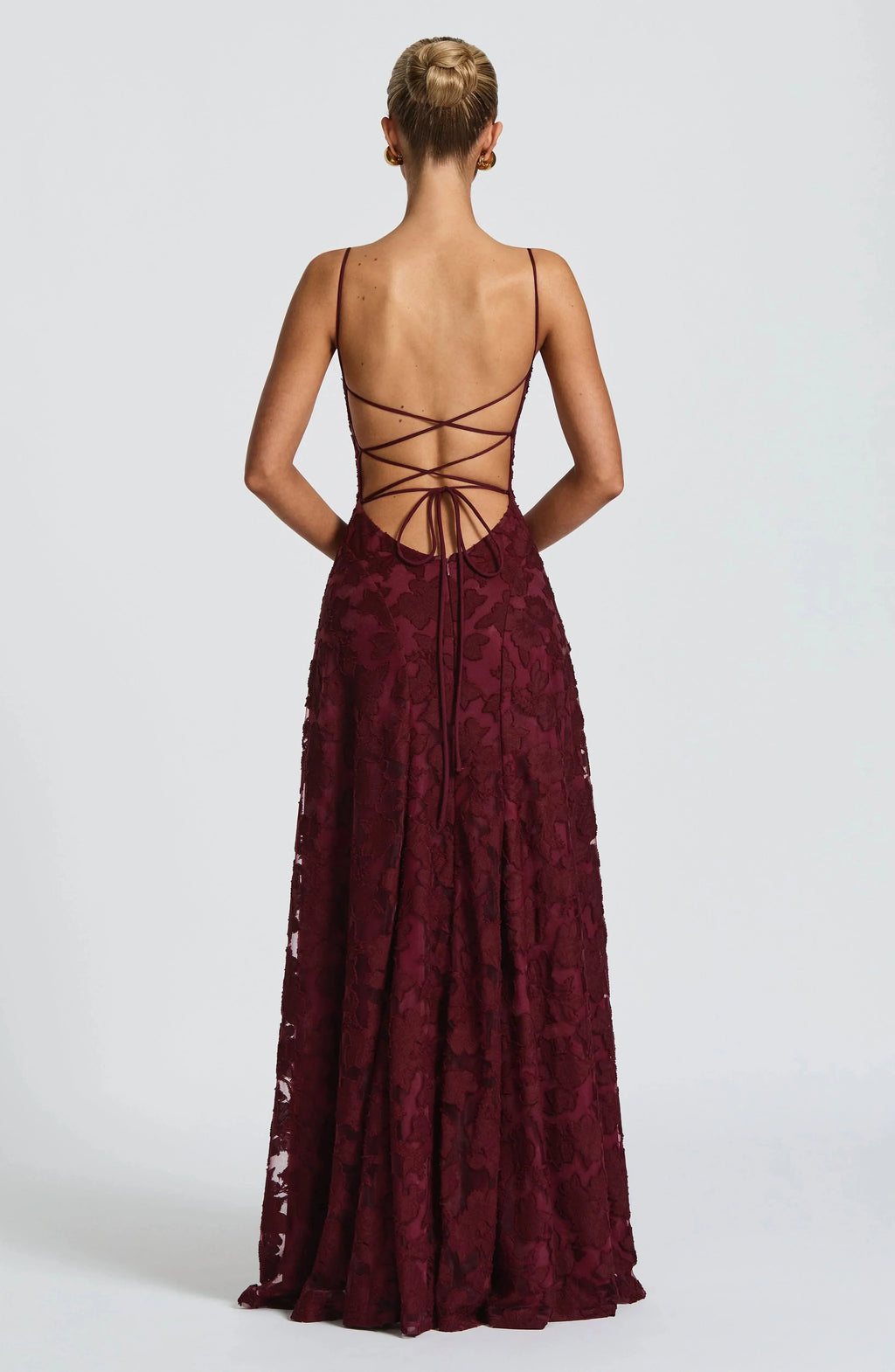 Leona Elegant Textured Spaghetti Strap Maxi Dress