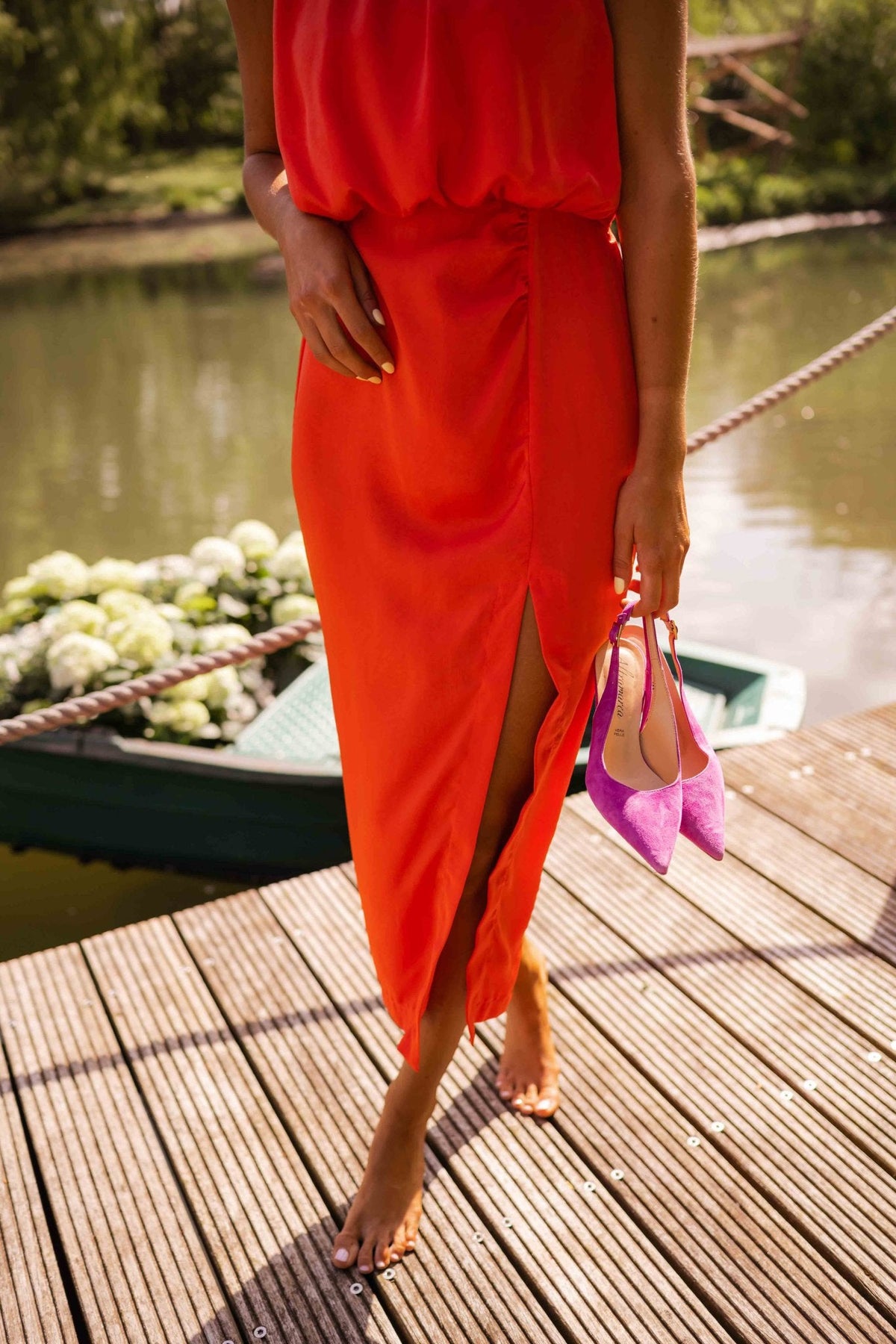 Paloma Vibrant Halter Maxi Dress with Side Slit