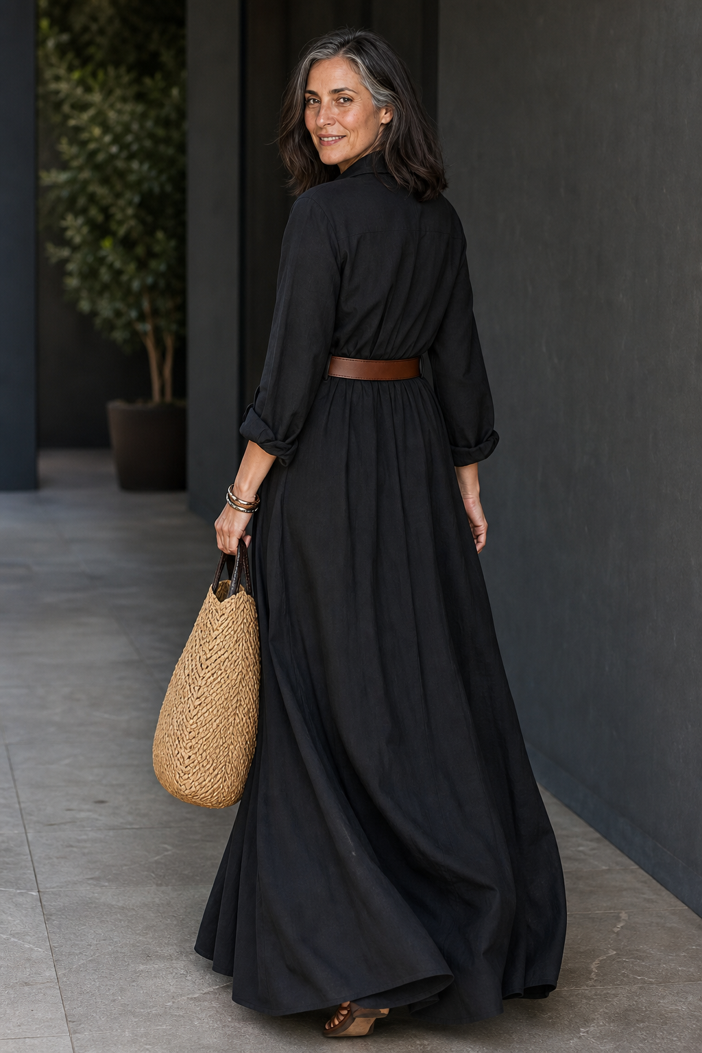 Greta Versatile Belted Maxi Shirt Dress