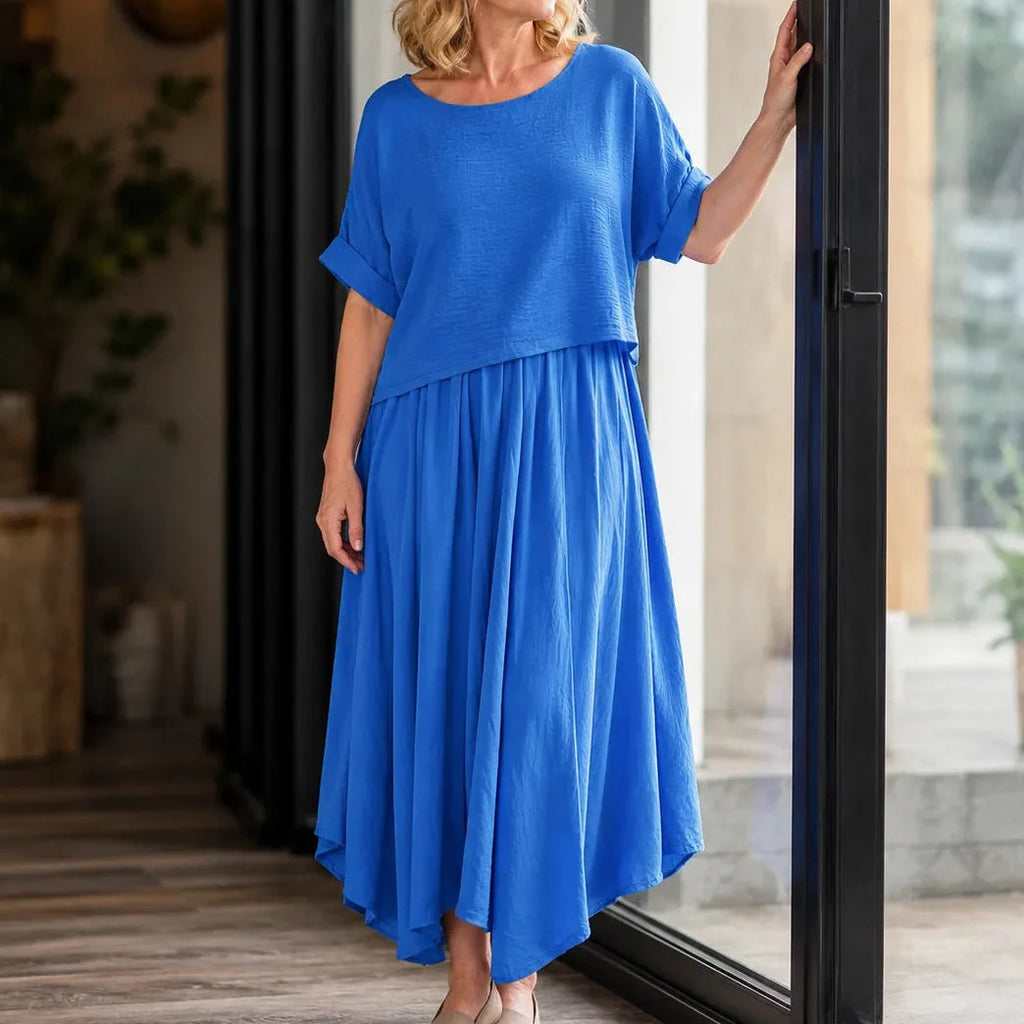 Noelle Effortless Linen-Look Top and Skirt Set