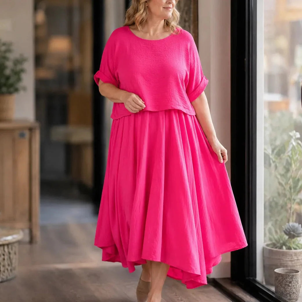 Noelle Effortless Linen-Look Top and Skirt Set