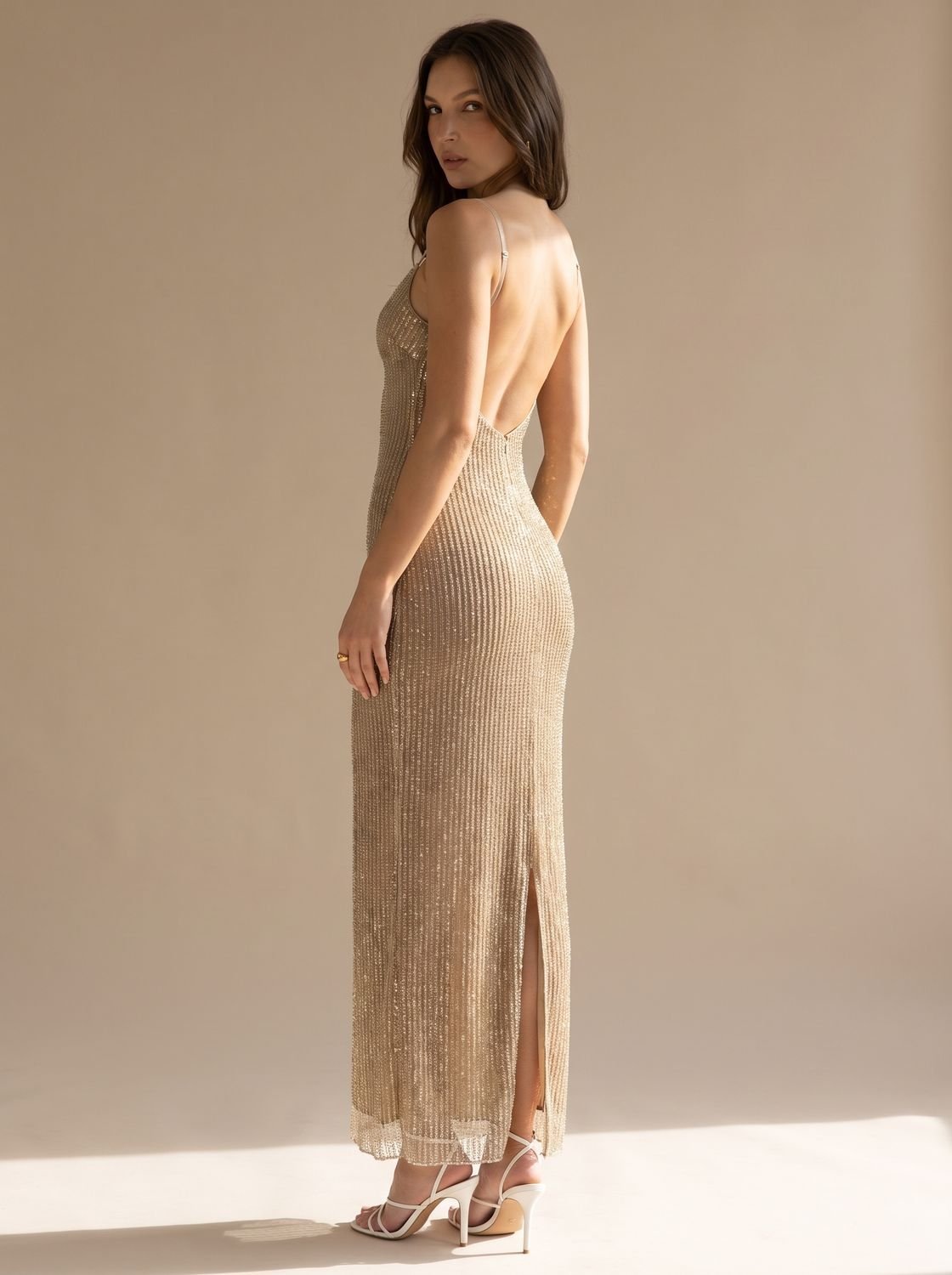 Goldie Glamorous Glitter Bodycon Party Maxi Dress