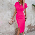 Carmen Elegant Wrap Midi Dress with Side Slit