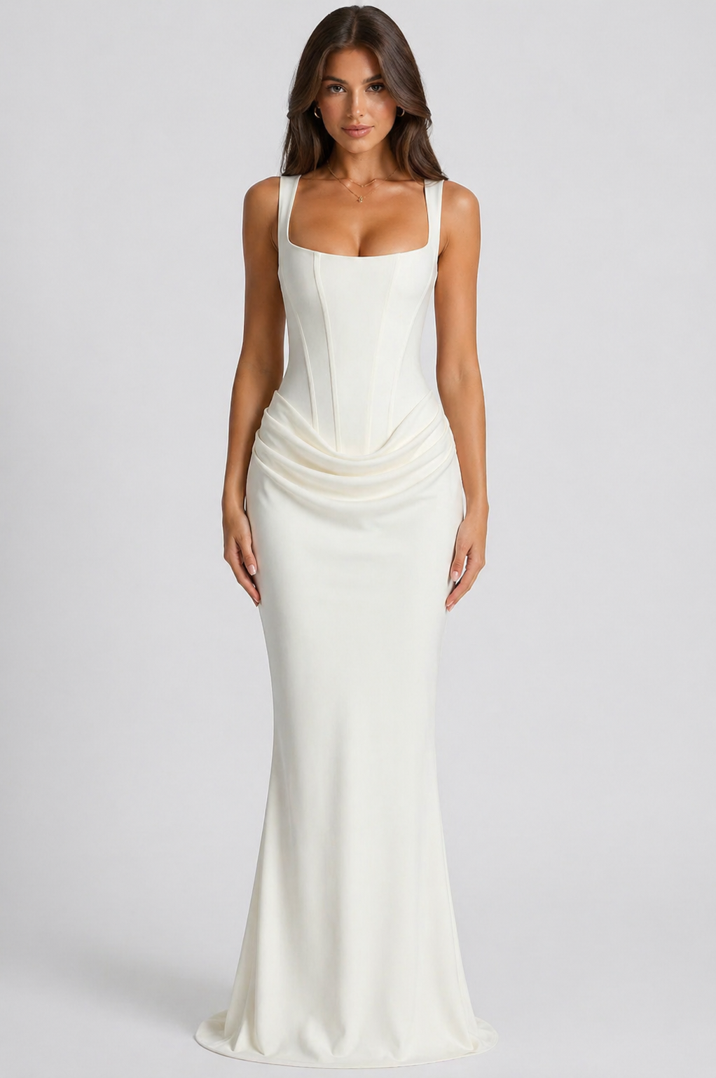 Isadora Sculpted Corset Maxi Dress with Square Neck