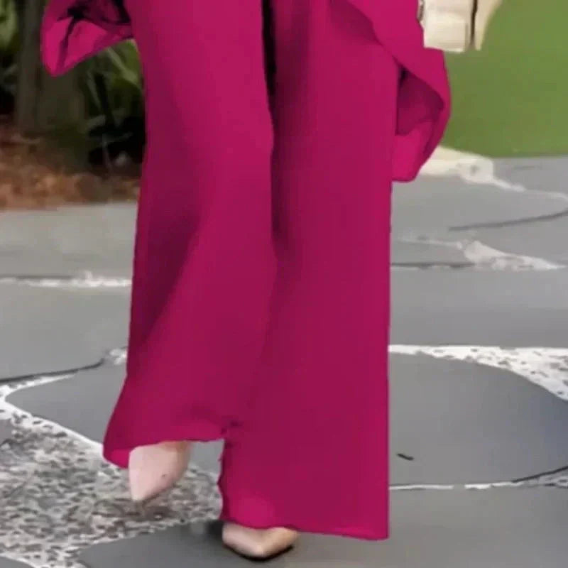 Nina Chic Asymmetric Top and Pants Set
