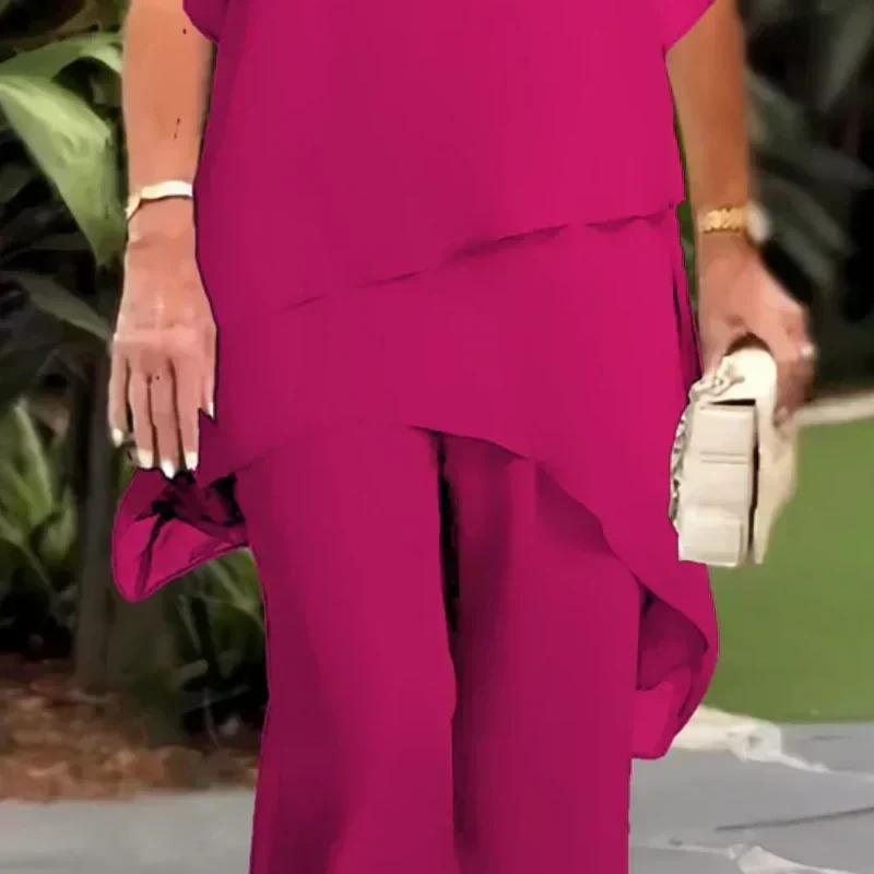 Nina Chic Asymmetric Top and Pants Set