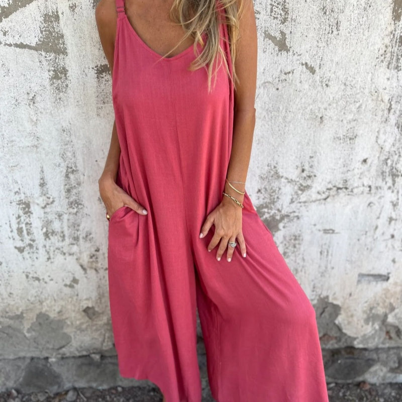 Lucia Relaxed V-Neck Jumpsuit with Pockets