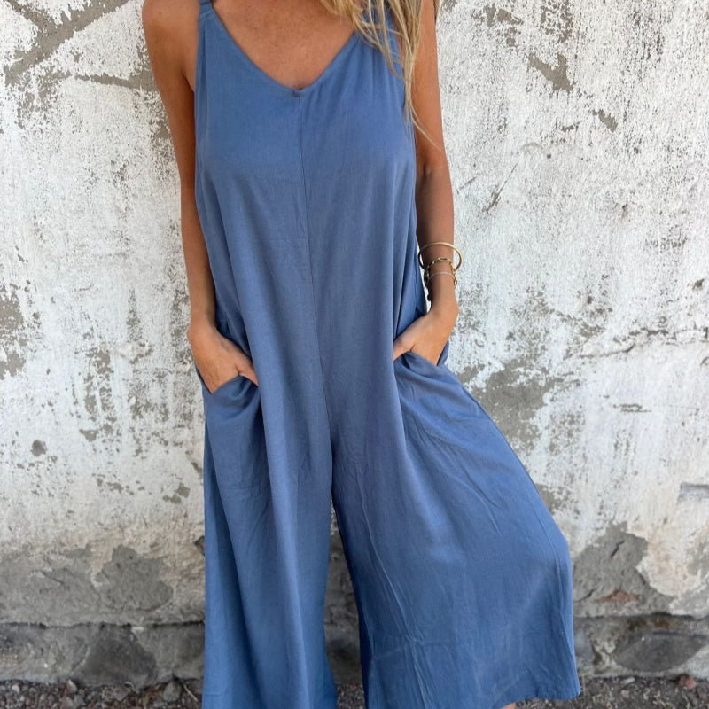 Lucia Relaxed V-Neck Jumpsuit with Pockets