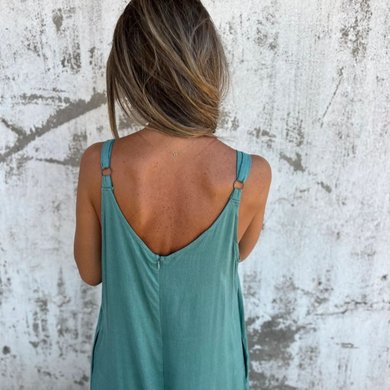 Lucia Relaxed V-Neck Jumpsuit with Pockets