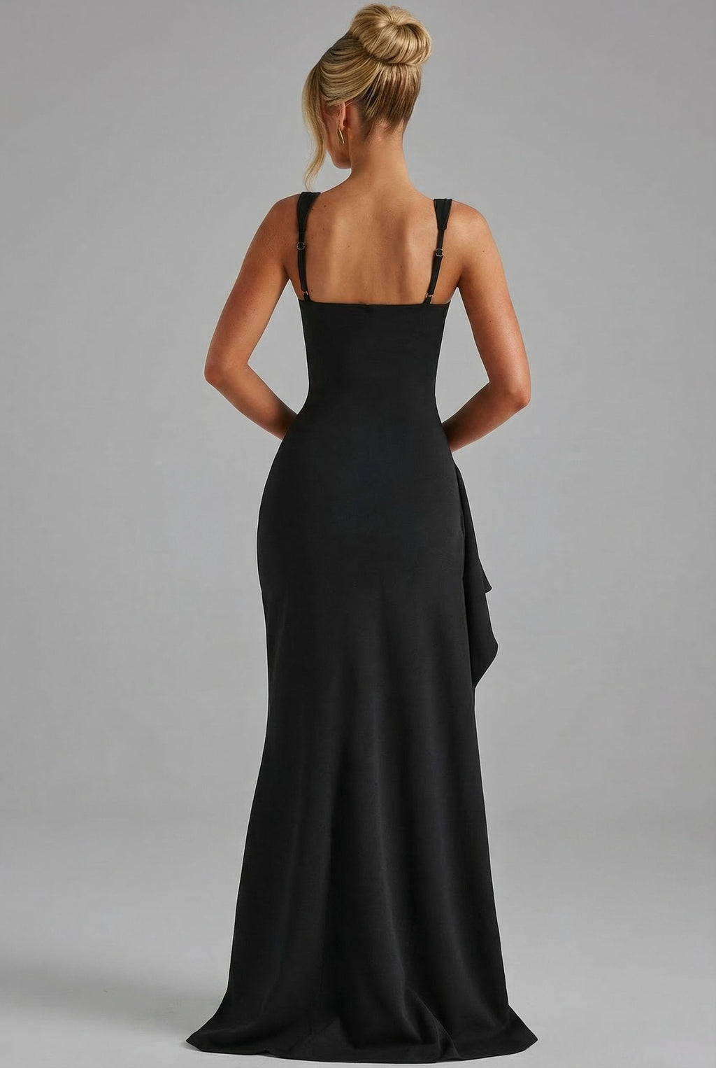 Margot Sleek Open-Back Slip Maxi Dress with Leg Split