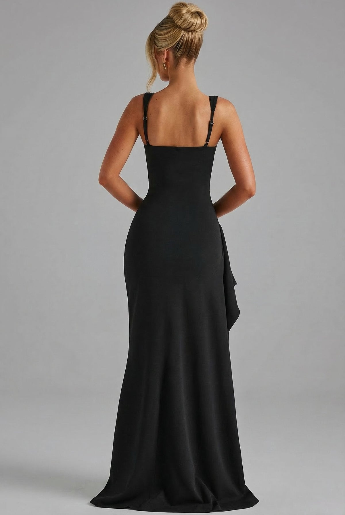 Margot Sleek Open-Back Slip Maxi Dress with Leg Split