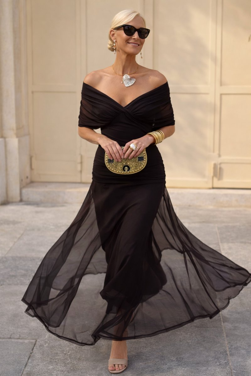 Briony Graceful Chiffon V-Neck Maxi Summer Dress