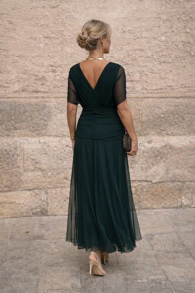 Briony Graceful Chiffon V-Neck Maxi Summer Dress