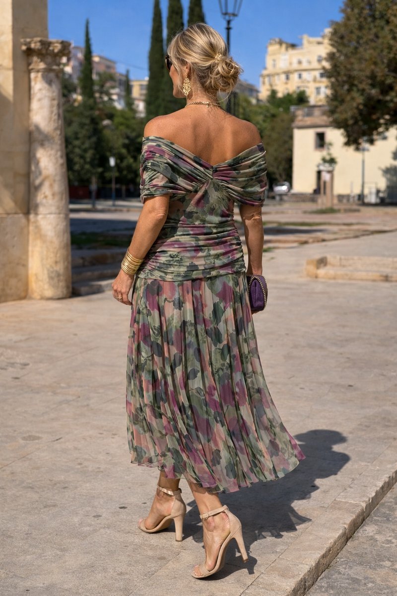 Briony Graceful Chiffon V-Neck Maxi Summer Dress