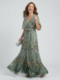 Willow Embroidered Floral Flutter Sleeve Maxi Dress