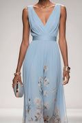 Lilou Soft Floral Chiffon V-Neck Maxi Dress