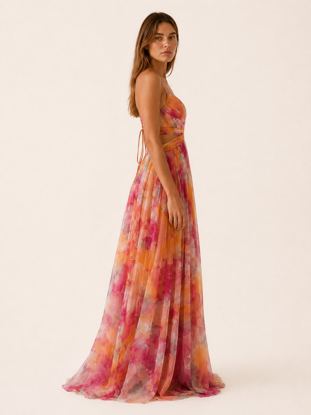Tessa Bright Floral Wedding Guest Maxi Dress