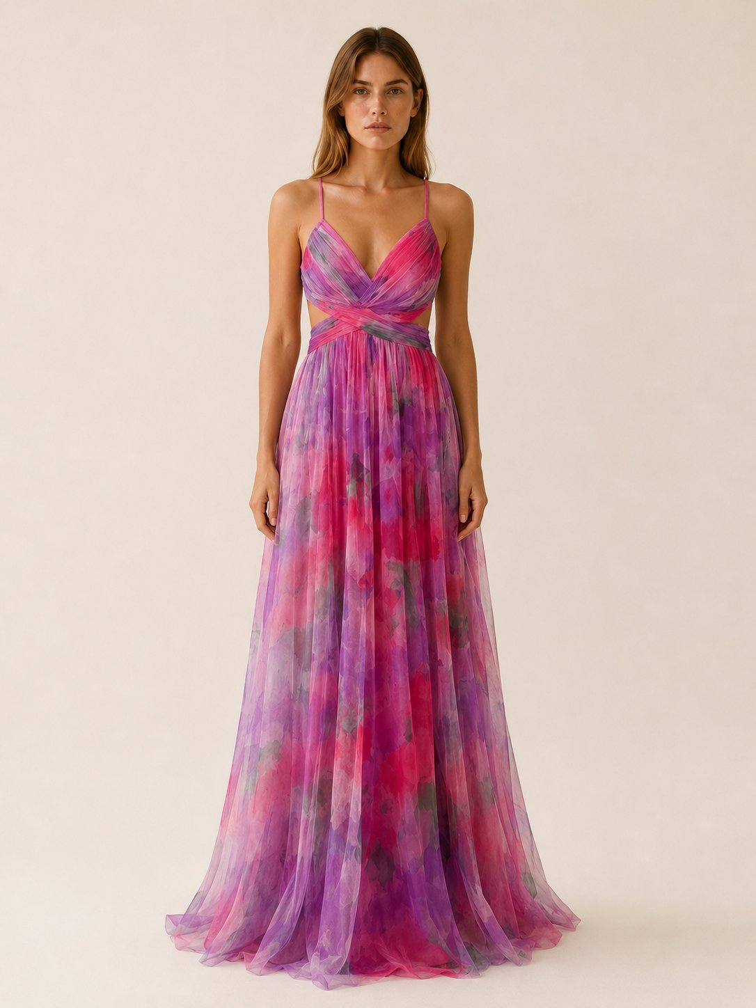 Tessa Bright Floral Wedding Guest Maxi Dress