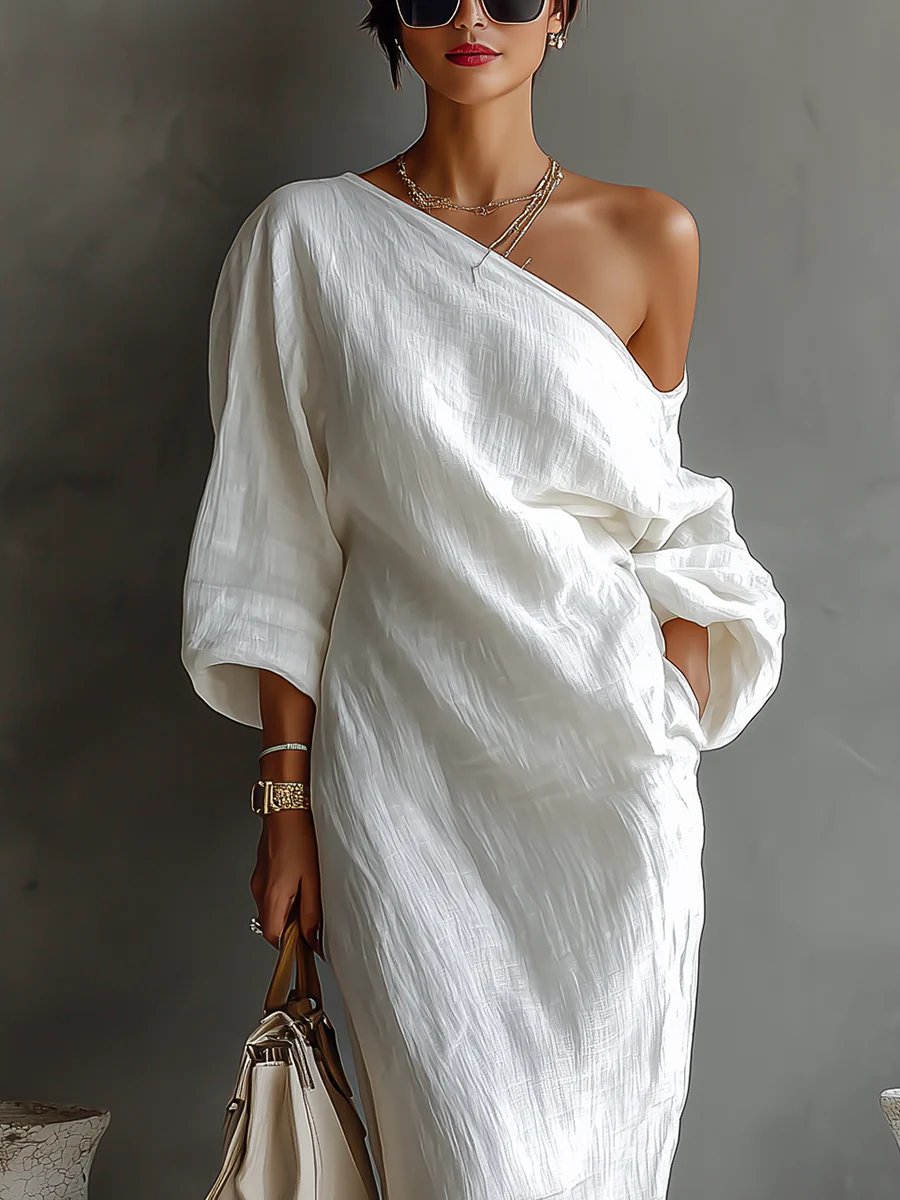Ines Relaxed Off-Shoulder Linen Maxi Dress