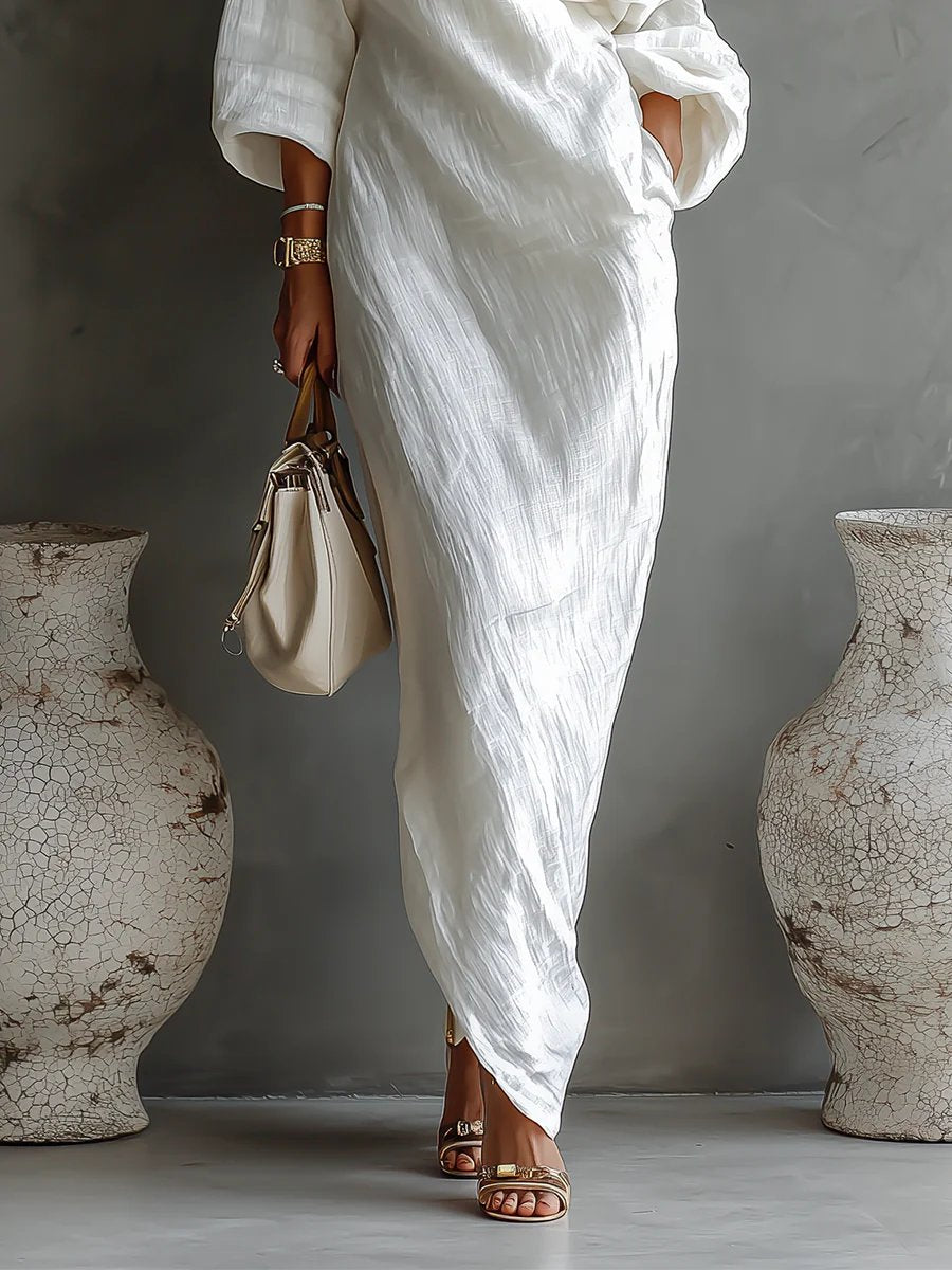 Ines Relaxed Off-Shoulder Linen Maxi Dress