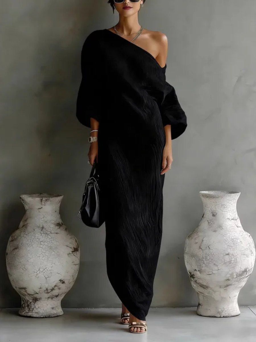 Ines Relaxed Off-Shoulder Linen Maxi Dress