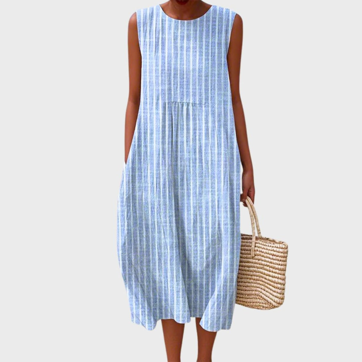 Polly Breezy Linen Tiered Midi Sundress