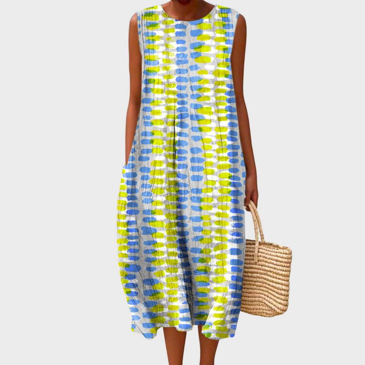 Polly Breezy Linen Tiered Midi Sundress